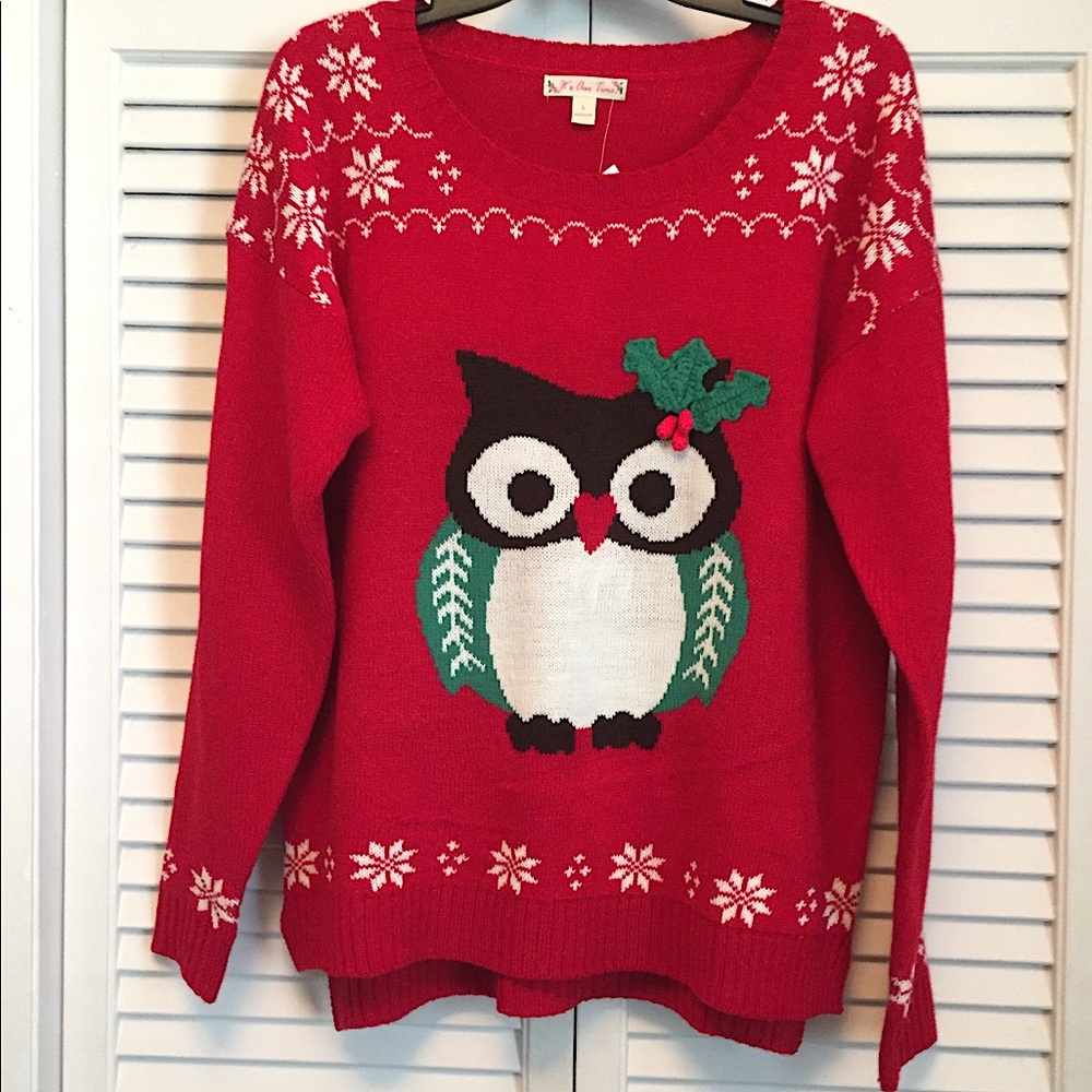 🎄 NWOT "It's Our Time" Christmas Owl Crewneck Sweater (L)🎄